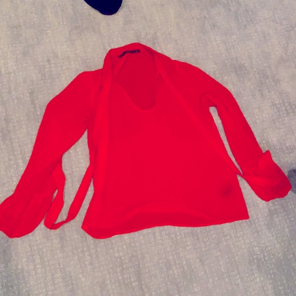 Patterson J. Kincaid Tops - Red sheer ballon sleeve top-